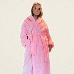 VTG 70s Teddy Bear Hot Pink Robe Coat Size XXL Faux Fur Coat Made in USA